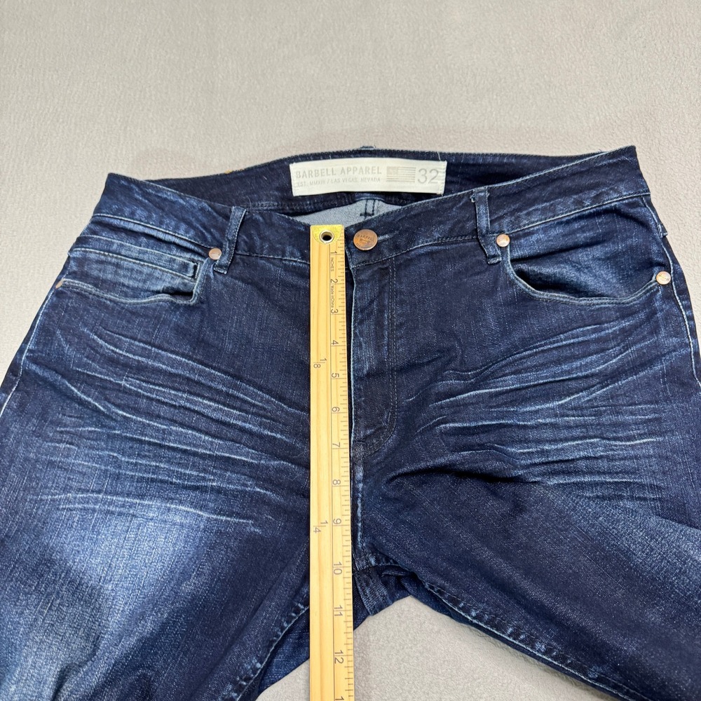 Barbell Apparel Jeans Mens 32 Dark Wash Blue Slim Athletic Fit Stretch Denim - Picture 5 of 11